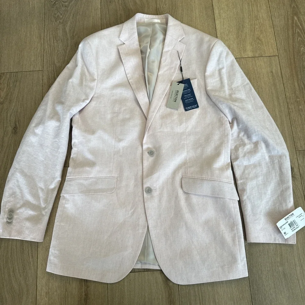 Kenneth Cole Men's Linen Blend 2pc Suit Pink Preppy Prom 40L/33W NWT - Picture 2 of 15